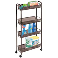 mDesign Carrito con ruedas para lavadero – Compacto mueble de lavadero para guardar detergente- quitamanchas- etc…